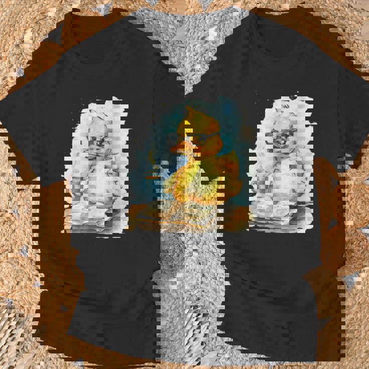 ラバーダックリーダー コーヒー愛好家 読書本 ラバーダッキー Tシャツ 高齢者への贈り物