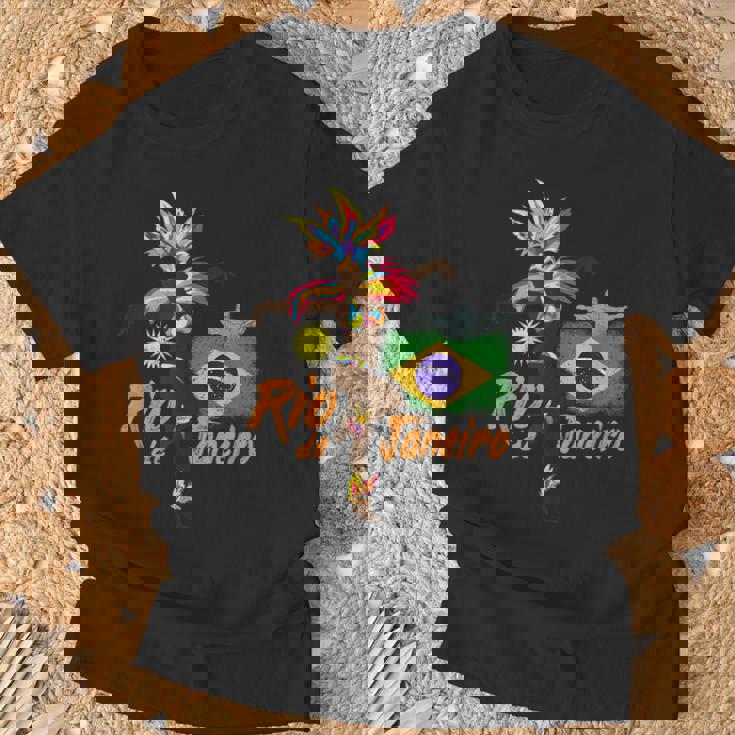 リオデジャネイロブラジルヴィンテージサンバカーニバルダンサーと旗 Tシャツ 高齢者への贈り物
