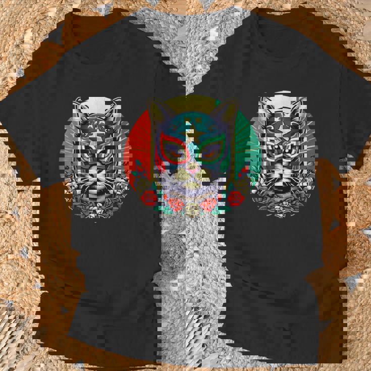 ルチャ リブレ クールキャットマスク ルチャドールマスク Tシャツ 高齢者への贈り物