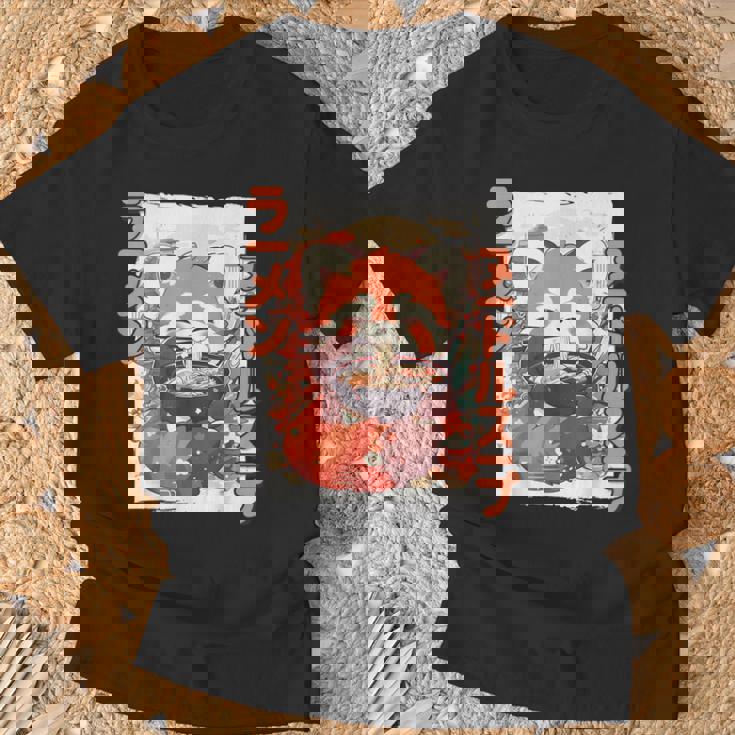 レッサーパンダ好きラーメン カワイイ猫 レッサーパンダラーメン Tシャツ 高齢者への贈り物