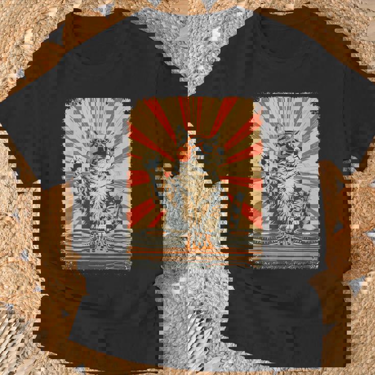 レトロ Dj 猫 ヘッドフォン付き ディスコ 音楽愛好家 男性 女性 キッズ Tシャツ 高齢者への贈り物