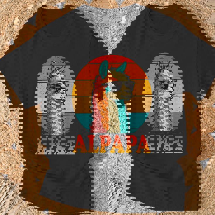 レトロ ヴィンテージ Alpapa アルパカ 恋人 ラマ 父の日 Tシャツ 高齢者への贈り物