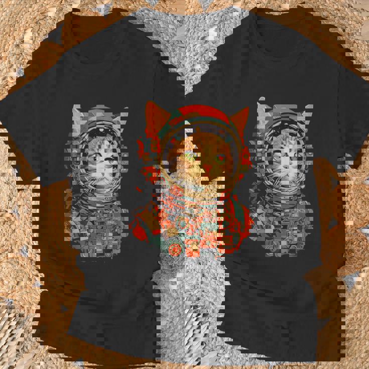 レトロ 宇宙飛行士 猫 Tシャツ 高齢者への贈り物