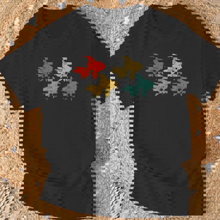 レトロ 魚 金魚 水族館 水 動物 Tシャツ 高齢者への贈り物