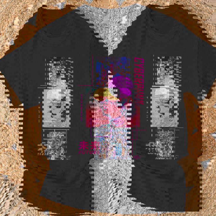 レトロなサイバーパンクヴェイパーウェーブ の 美学を取り入れた日本のサイバーパンクアニメ Tシャツ 高齢者への贈り物