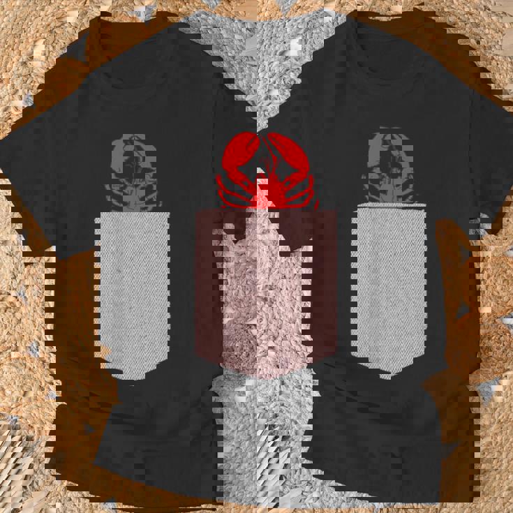 ロブスターデザイン-かわいいポケットアニマルロブスター Tシャツ 高齢者への贈り物