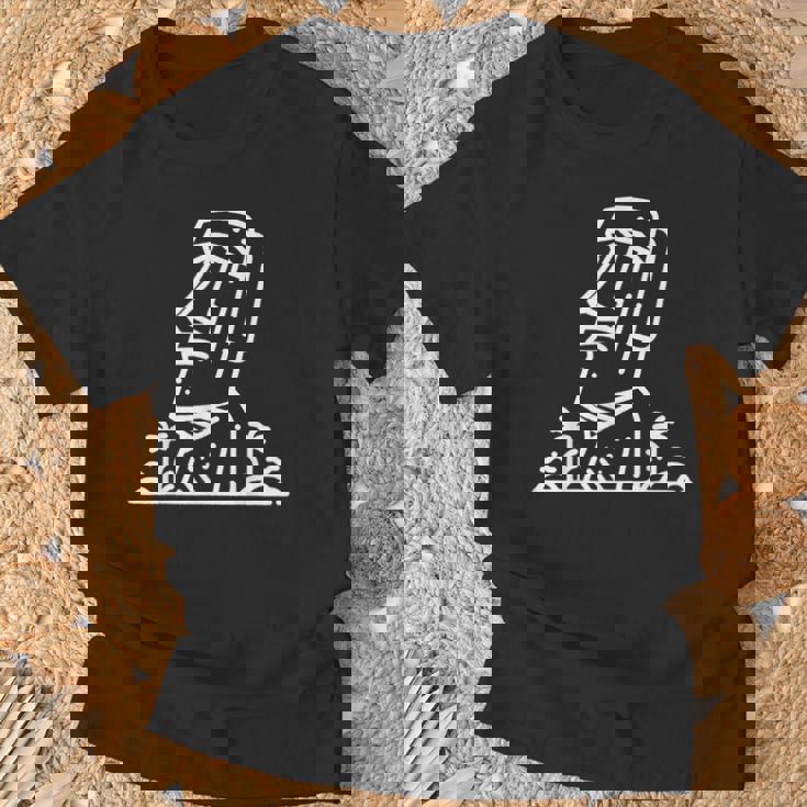 ワンラインアート モアイ像 Tシャツ 高齢者への贈り物