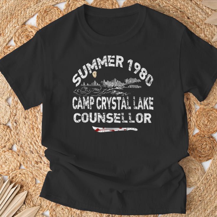 ヴィンテージ 1980年代ホラー映画ファン Cw クリスタル レイクスラッシャーフィルム Tシャツ 高齢者への贈り物