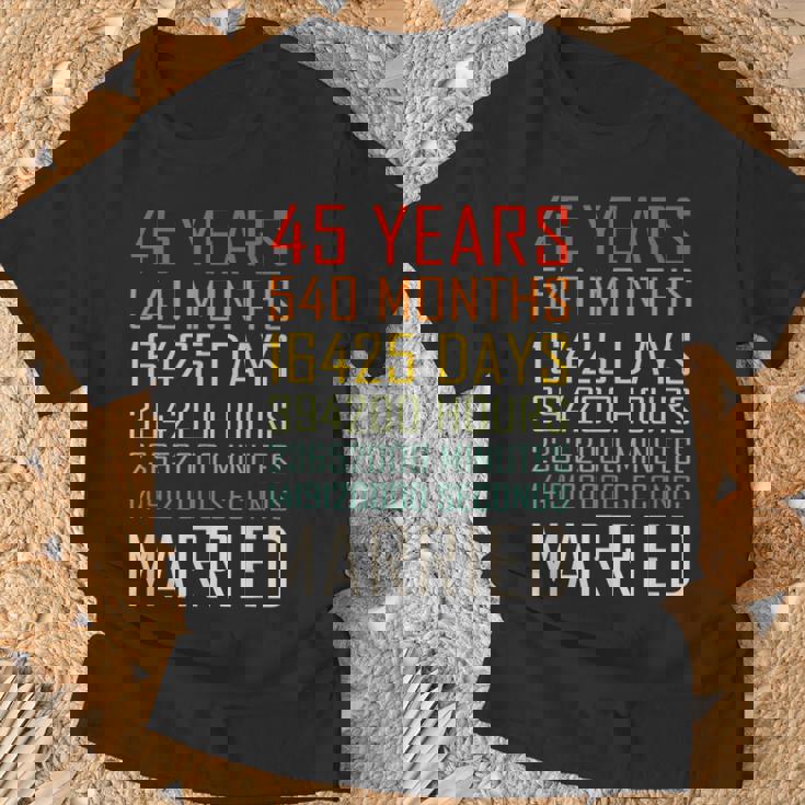 ヴィンテージ 45年 540ヶ月 結婚45周年 記念日 Tシャツ 高齢者への贈り物