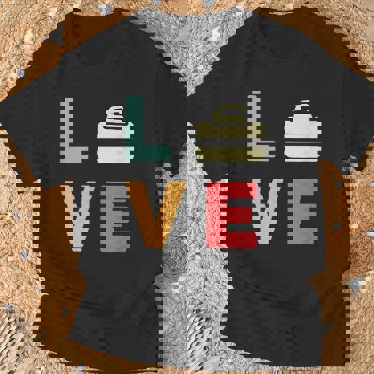 ヴィンテージ I Love Curling Curling Lover レトロカーリング Tシャツ 高齢者への贈り物