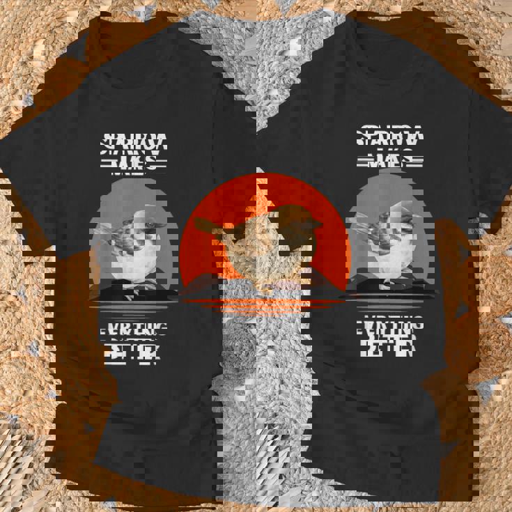 ヴィンテージ スズメの鳥 Make Everything Better スズメの鳥 Tシャツ 高齢者への贈り物