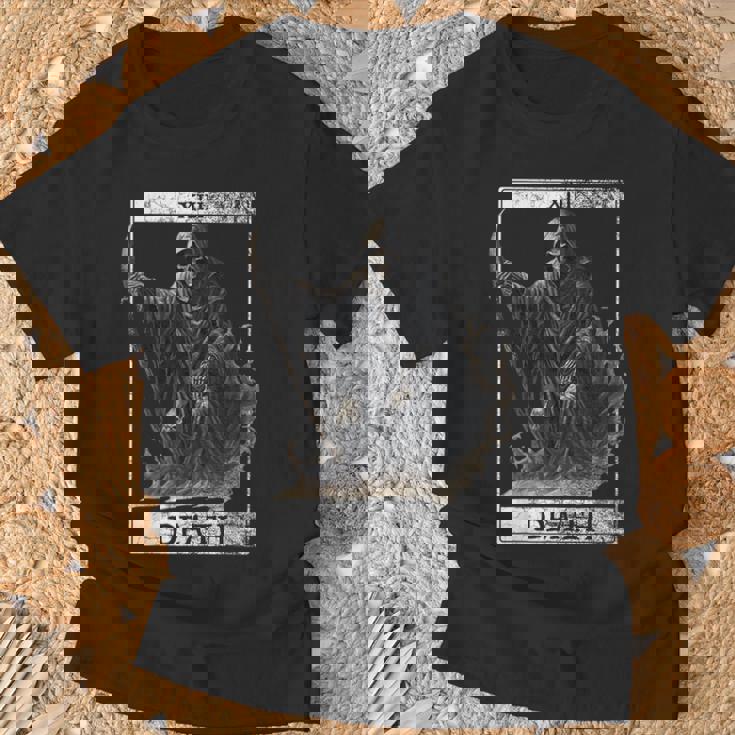 ヴィンテージ デス タロット カード 死神 オカルト悪魔の恐怖 Tシャツ 高齢者への贈り物