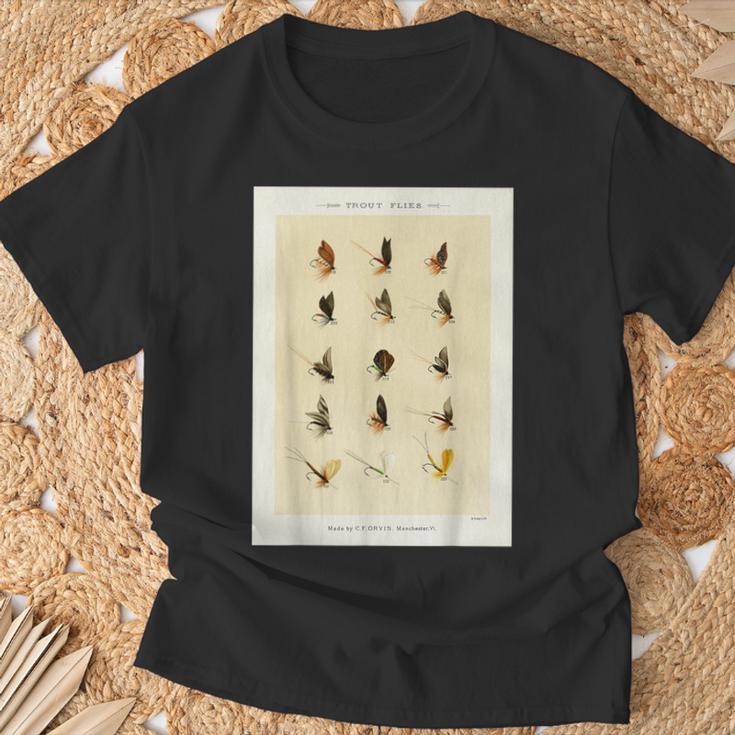 ヴィンテージ トラウトフィッシング フライ メアリーオービス フィッシャーマンアート Tシャツ 高齢者への贈り物