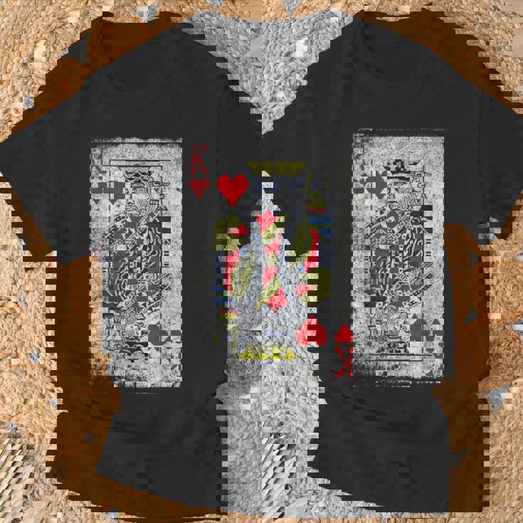 ヴィンテージ ハートのキングトランプ ハロウィン カジノ Tシャツ 高齢者への贈り物