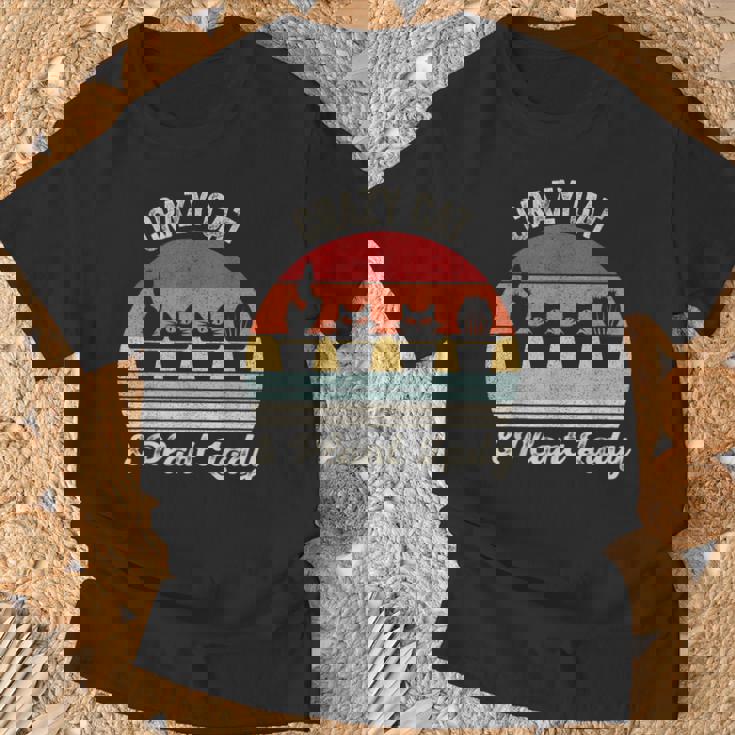 ヴィンテージ レトロ クレイジー キャット & プラント レディ サボテン 多肉植物 ママ Tシャツ 高齢者への贈り物