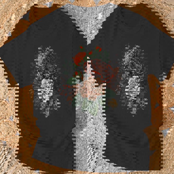 ヴィンテージ 薔薇 花 花 イラスト 花 Tシャツ 高齢者への贈り物