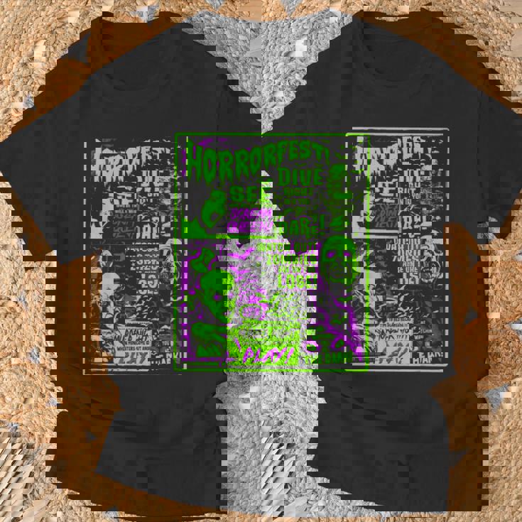 ヴィンテージホラーフェス ハロウィン映画ポスター オールドタイムホラー Tシャツ 高齢者への贈り物