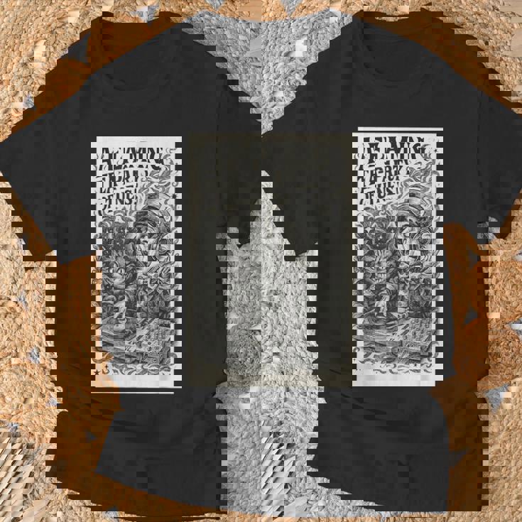 不思議の国のアリス いかれ帽子屋 マッドハッター A Flaming Tea-Party Of Tunes Tシャツ 高齢者への贈り物