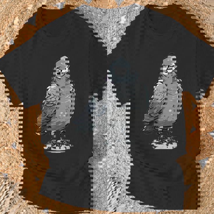 不機嫌そうなピジョン I カートゥーンピジョン Tシャツ 高齢者への贈り物