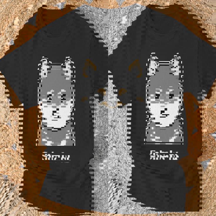 丸顔の黒柴さんのドット絵 長袖tシャツ Tシャツ 高齢者への贈り物