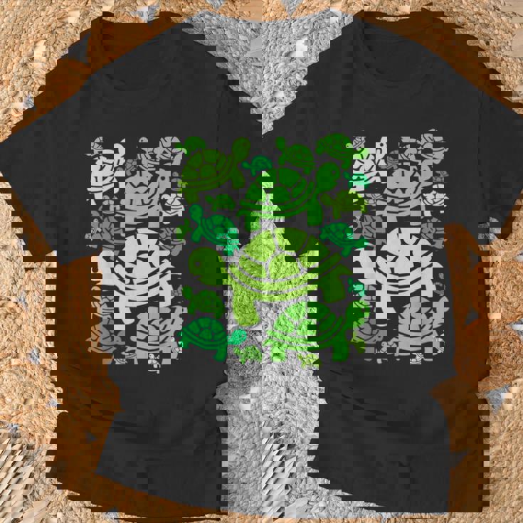 亀柄 カートゥーン アウトライン 面白いカメ Tシャツ 高齢者への贈り物