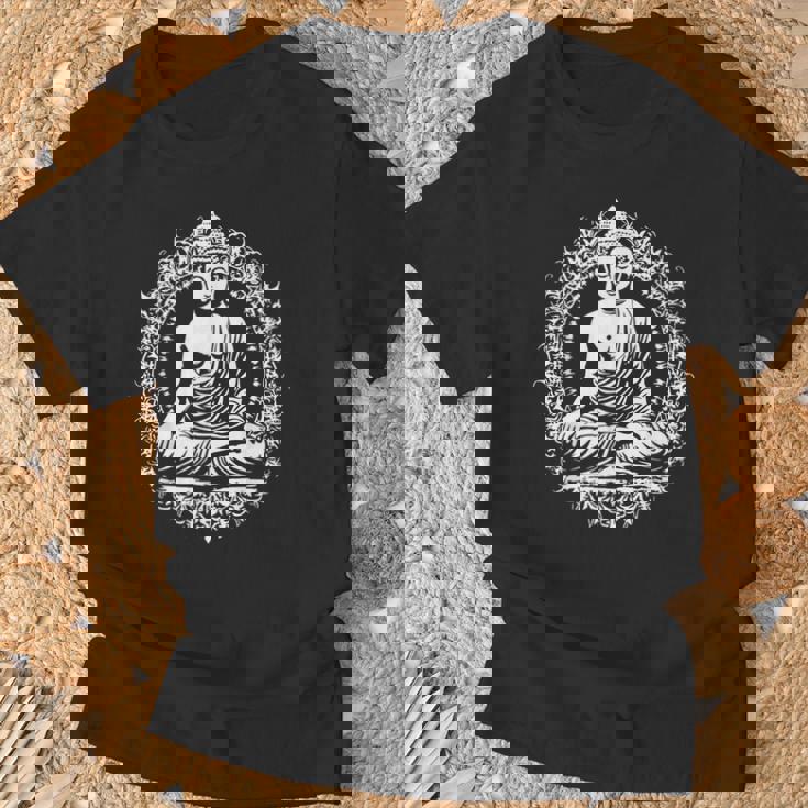 仏像 ヨガ 仏教 禅 仏教 瞑想 Tシャツ 高齢者への贈り物