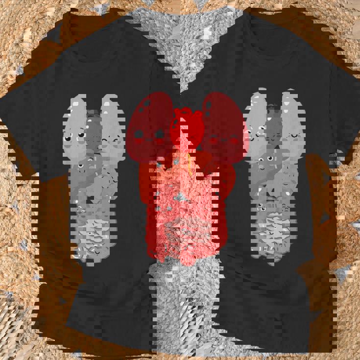 内臓 面白い 人体 解剖学 微笑 Tシャツ 高齢者への贈り物