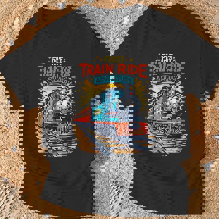 初電車 乗る 鉄道 アドベンチャー 風景 旅行 メモリーギア Tシャツ 高齢者への贈り物