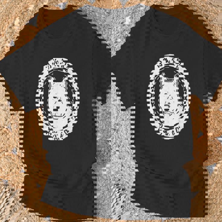 北海道犬のポートレート Tシャツ 高齢者への贈り物