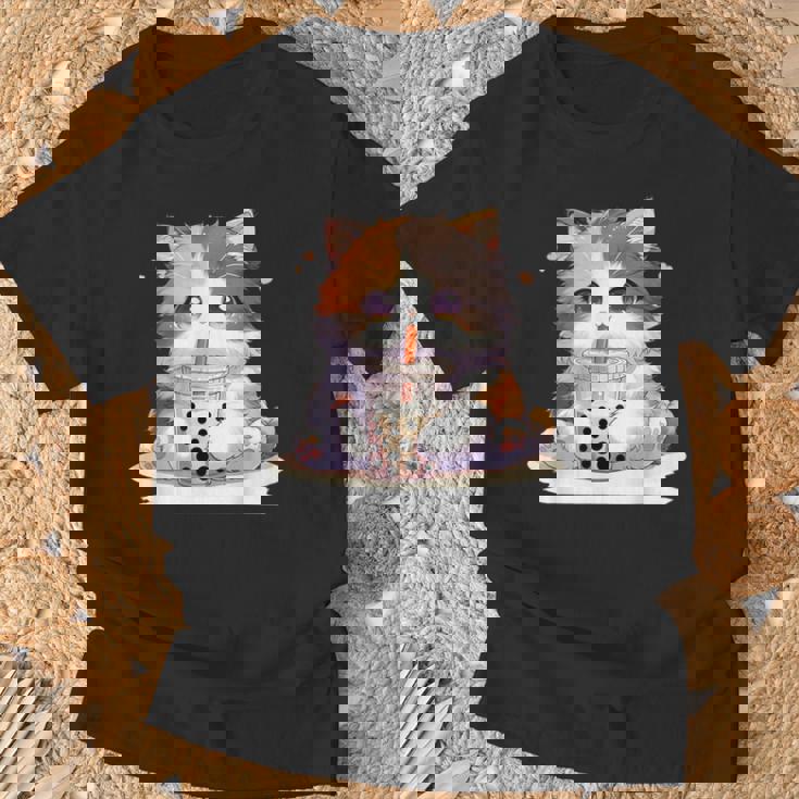 原宿竹下通りの可愛い子猫 アニメ好き オタクを癒すタピオカ茶 Tシャツ 高齢者への贈り物