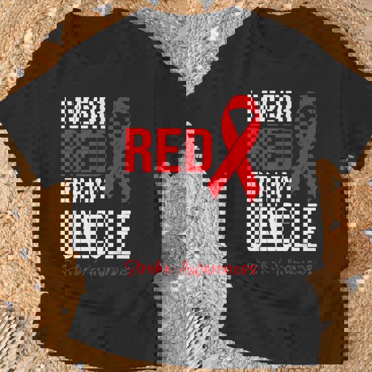 叔父さんの脳卒中啓発のために赤を着ています Tシャツ 高齢者への贈り物