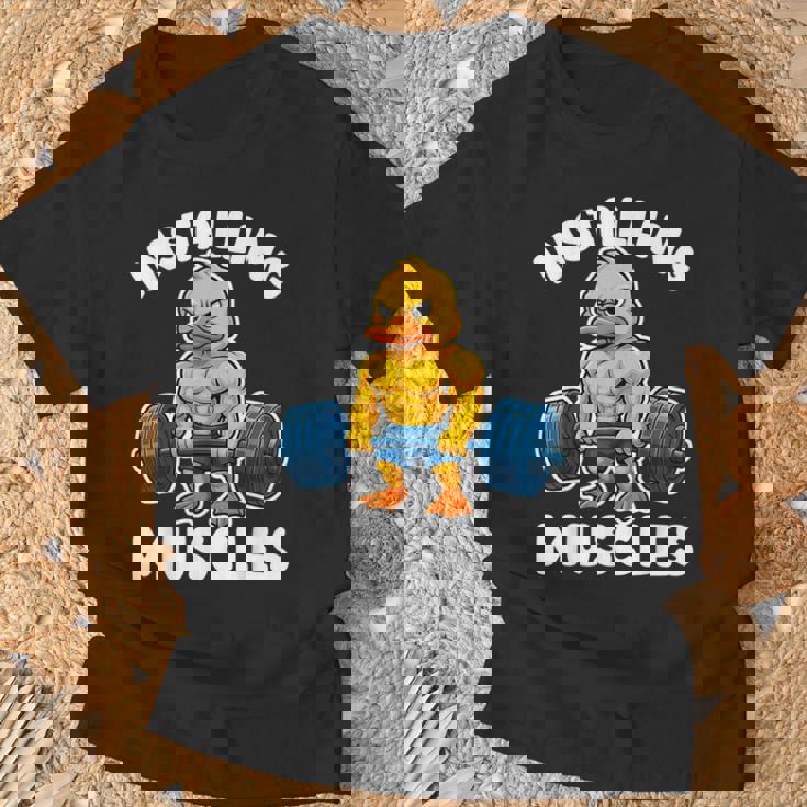 取り付け 筋肉 アヒル ウェイトリフティング フィットネス ジム 男の子 男性 Tシャツ 高齢者への贈り物