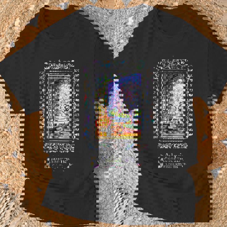 和みの夜桜 猫 金魚 Tシャツ 高齢者への贈り物