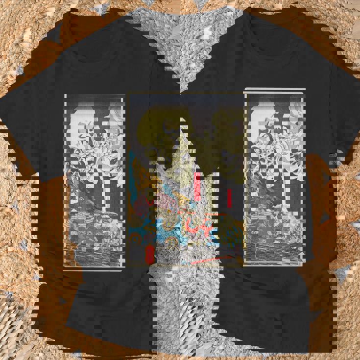 善知鳥安方忠義伝 歌川国芳 国芳スケルトンスペクター日本の浮世絵アートプリント Tシャツ 高齢者への贈り物