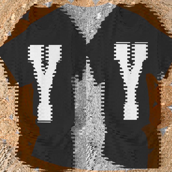 大文字 Y アルファベット モノグラム イニシャル Tシャツ 高齢者への贈り物