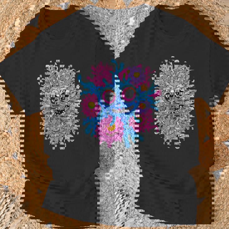 奇抜なハッピーモンスター 大きな瞳 Tシャツ 高齢者への贈り物