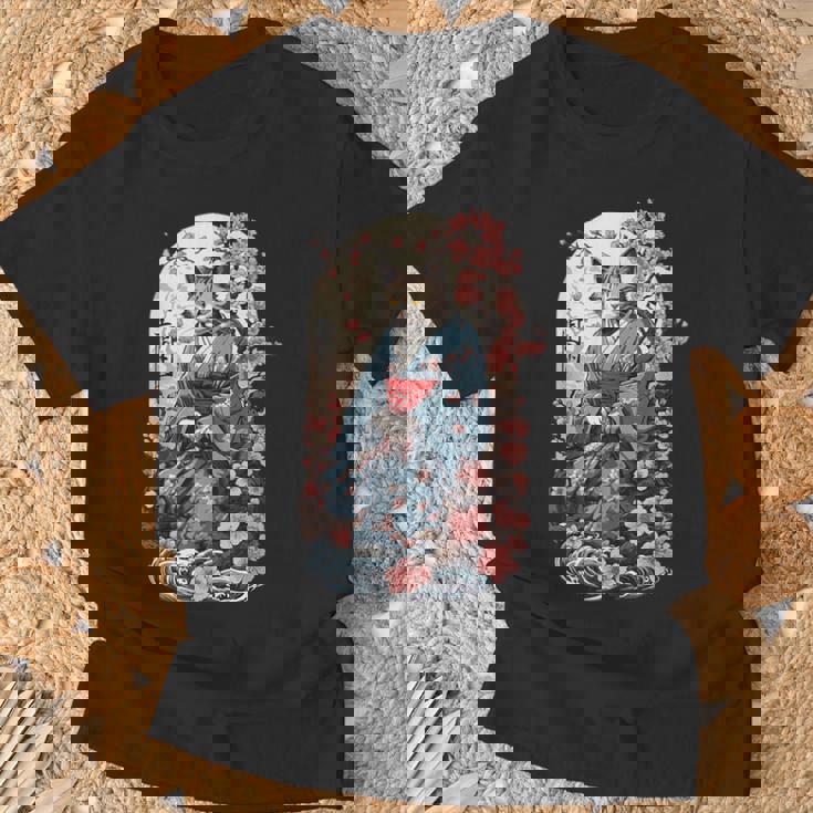 妖怪猫 着物美桜風 Tシャツ 高齢者への贈り物