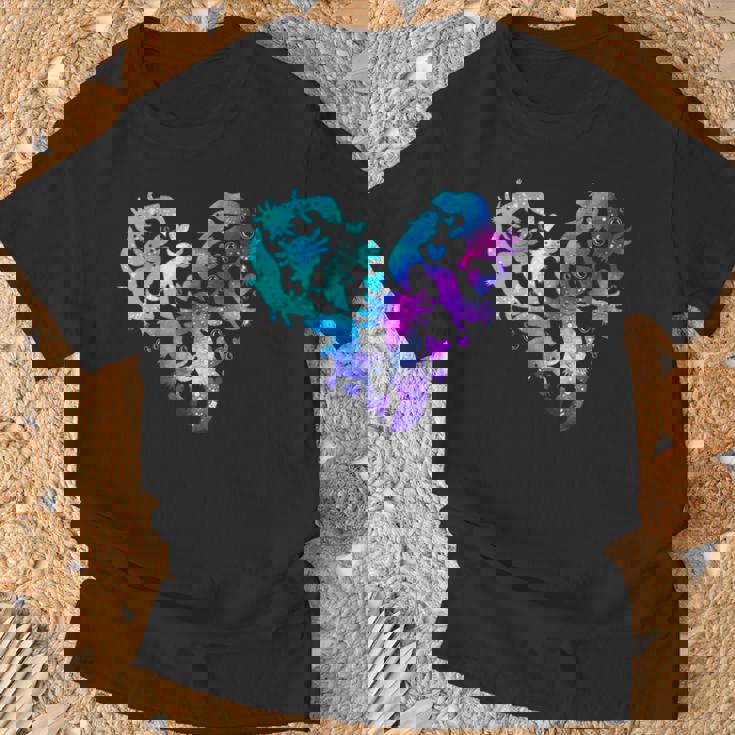 宇宙 ウーパールートル かわいいウーパールーパー ハート 水彩 ウーパールーパー Tシャツ 高齢者への贈り物