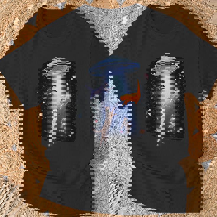 宇宙猫 面白い宇宙猫銀河ufoエイリアンアブダクション Tシャツ 高齢者への贈り物