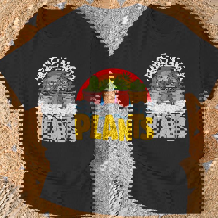 平和 愛&植物 レトロ レインボー 多肉植物 植物庭師 Tシャツ 高齢者への贈り物