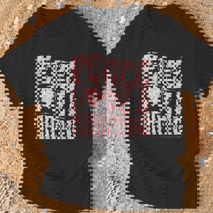 平和の愛と倹約心と平和のシンボル。 Tシャツ 高齢者への贈り物