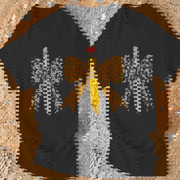 弓鉛筆 ヒョウ柄 初日 新学期 Tシャツ 高齢者への贈り物