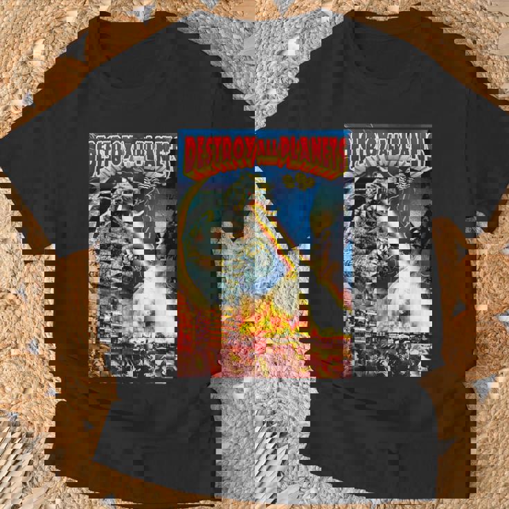 怪獣全惑星怪獣を破壊 Tシャツ 高齢者への贈り物