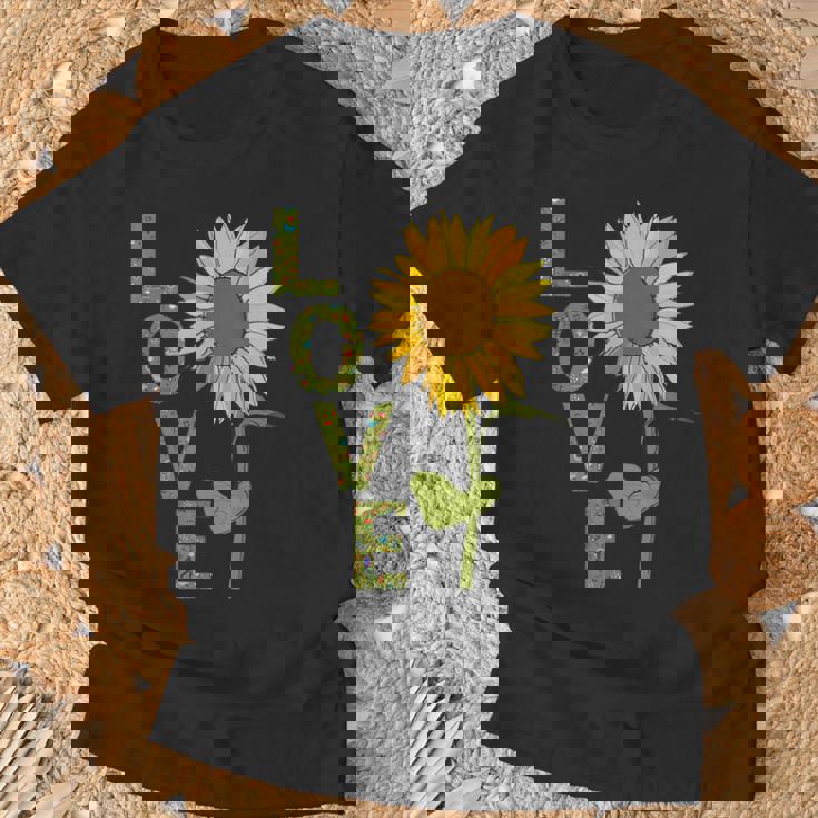 愛の大きなひまわりを作る庭師 Tシャツ 高齢者への贈り物