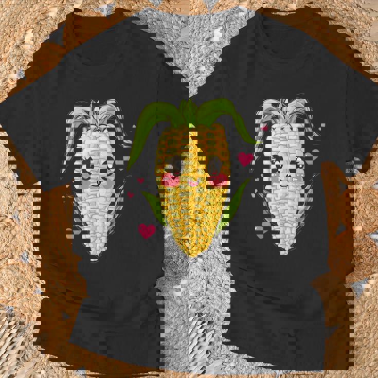 愛らしいかわいいコーンのハート付き。 Tシャツ 高齢者への贈り物