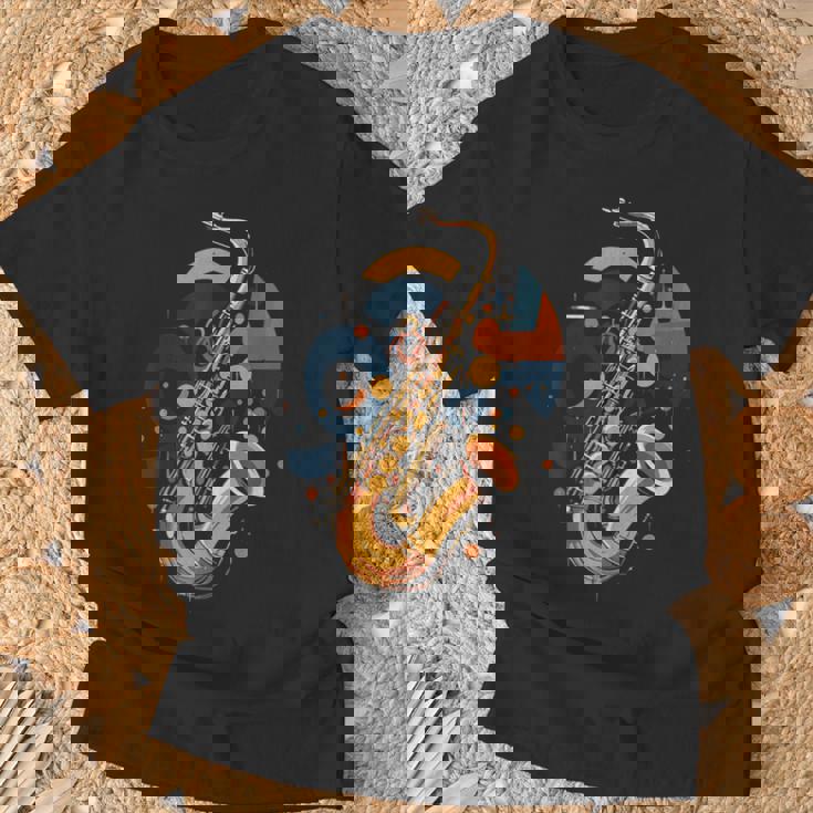 抽象音楽家 ジャズ サックス プレーヤー カラフル Tシャツ 高齢者への贈り物