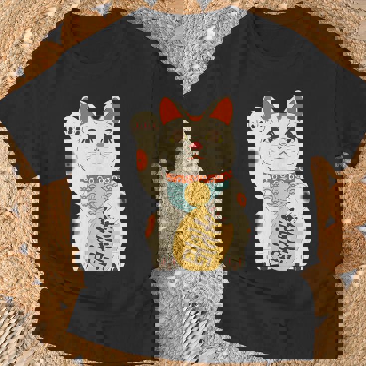 招き猫 日本の招き猫まねき猫日本の幸運猫 Tシャツ 高齢者への贈り物