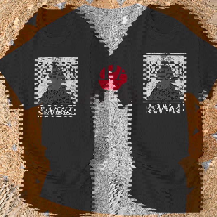 日本 カワサキ 富士山 旗 Tシャツ 高齢者への贈り物