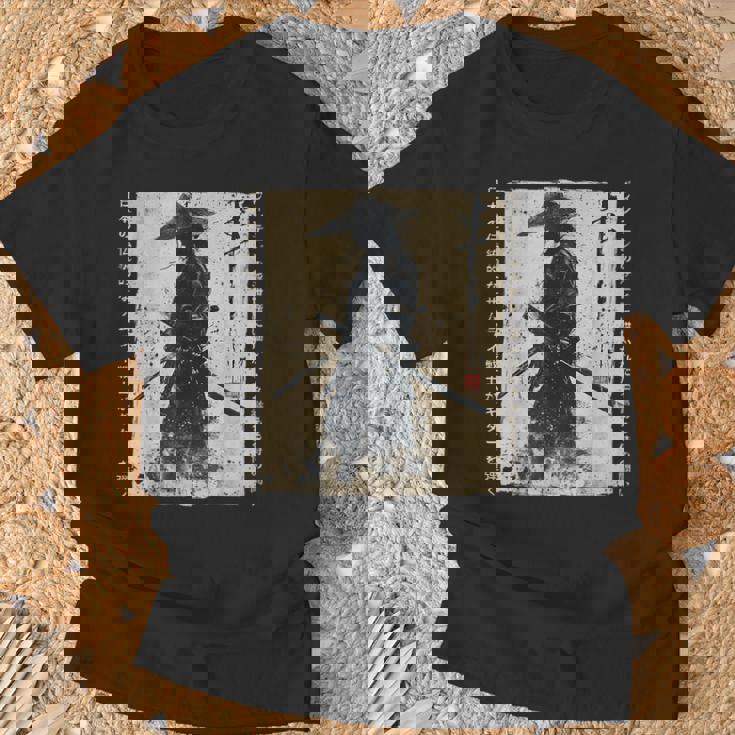 日本 武士 武士 戦闘機 浮世 墨絵 侍 Tシャツ 高齢者への贈り物