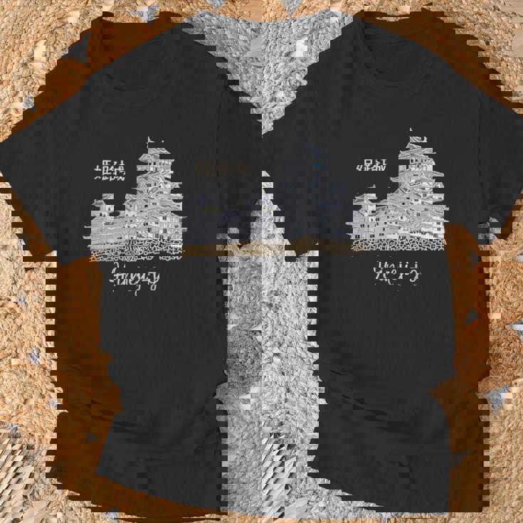 日本、姫路城、城、兵庫、手描き Tシャツ 高齢者への贈り物